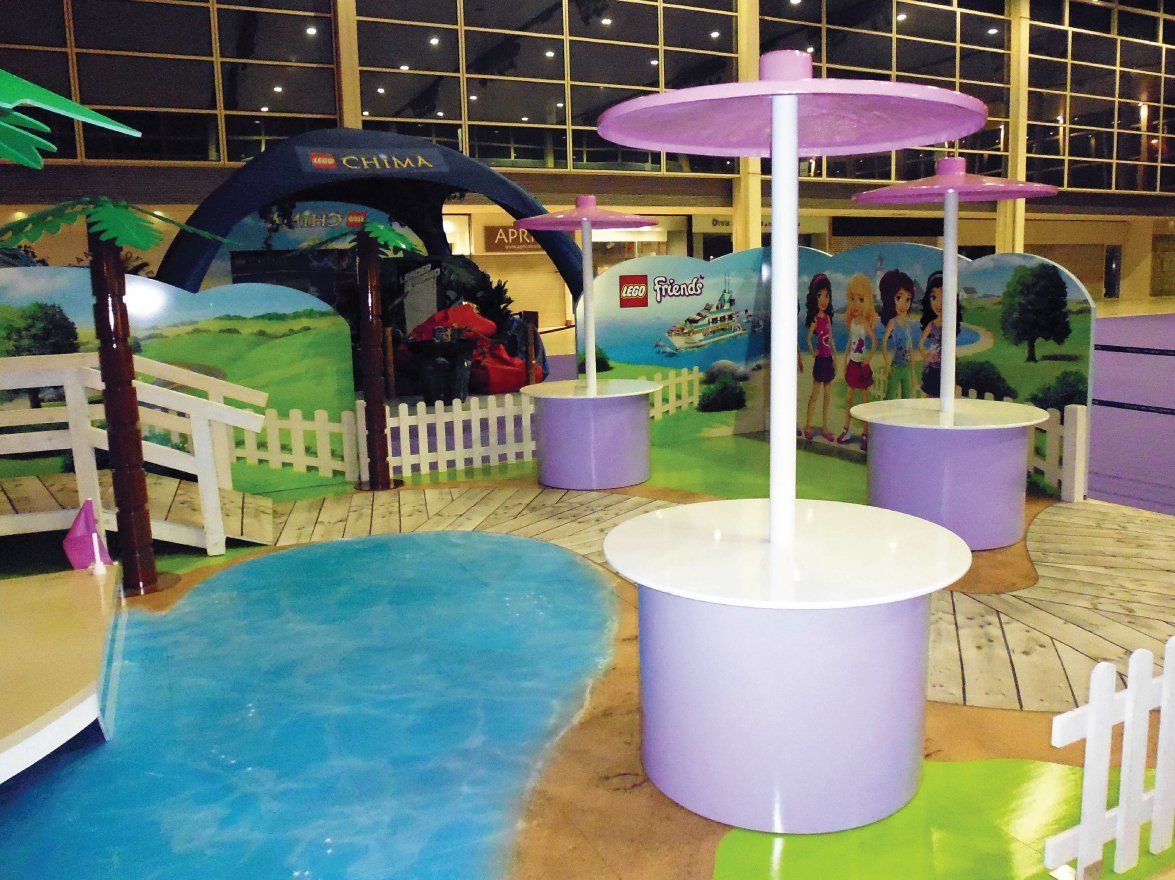 Colourful printed floor panels for brand marketing booths