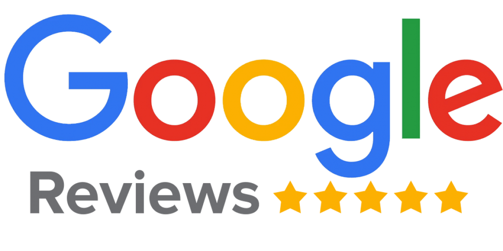 Google Reviews logo with five gold stars under the multicolored Google wordmark