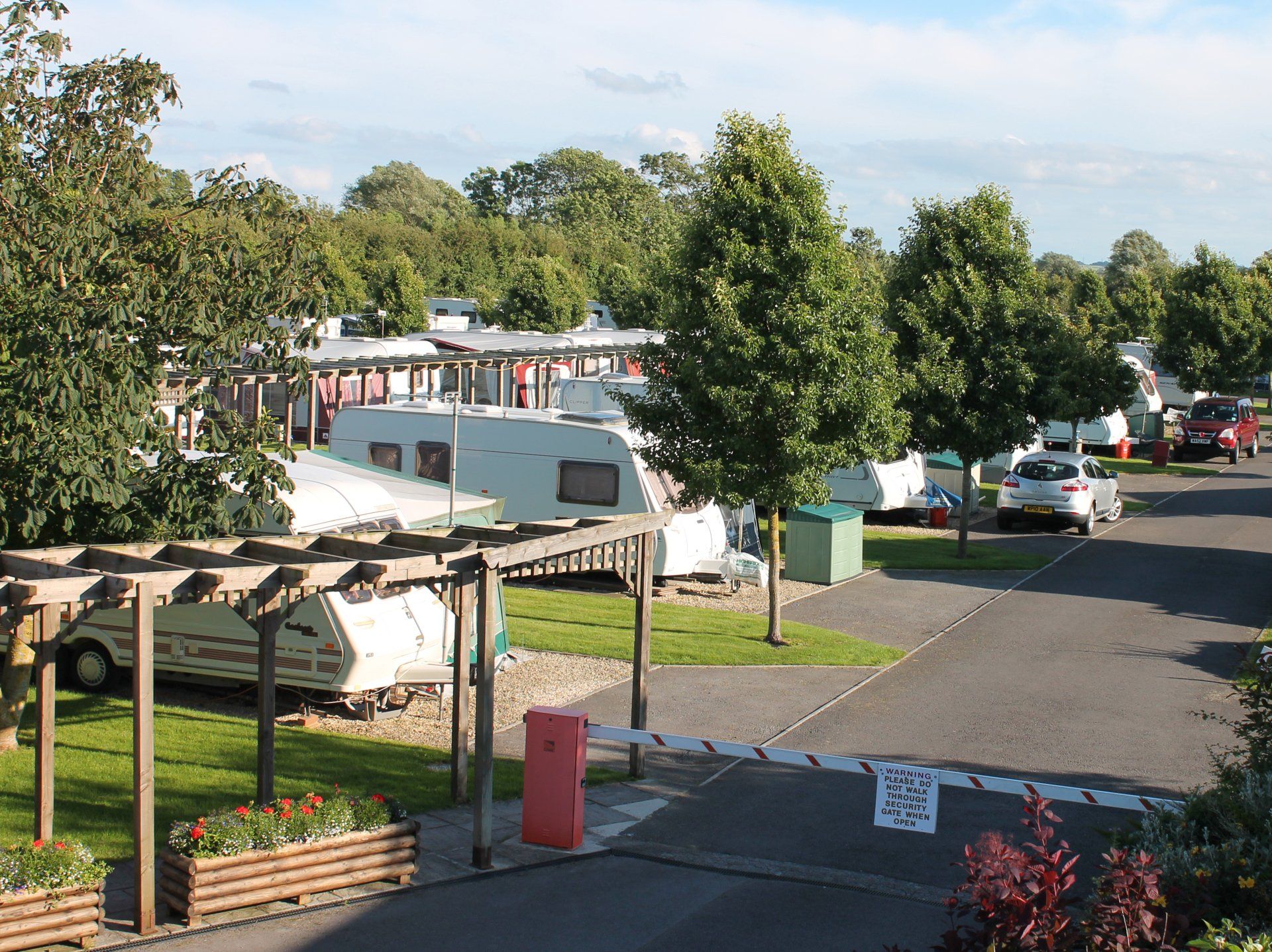 Touring caravans at New House Farm near Burnham-on-Sea
