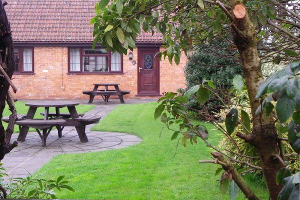 Front door of holiday cottages in Somerset.
