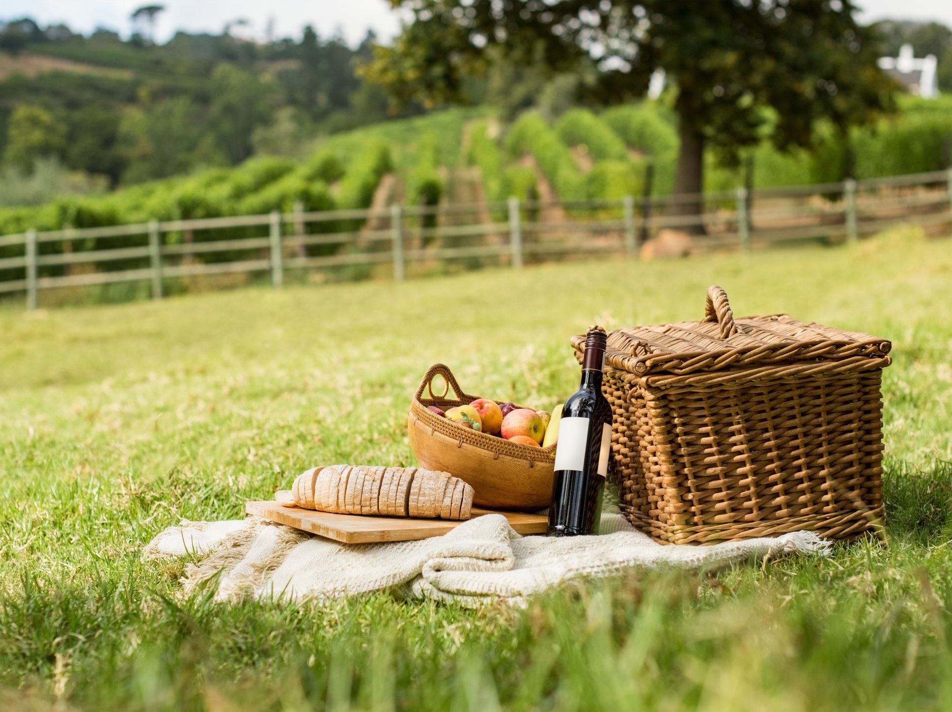 Picnic outside of the holiday cottages near Burnham-on-Sea.