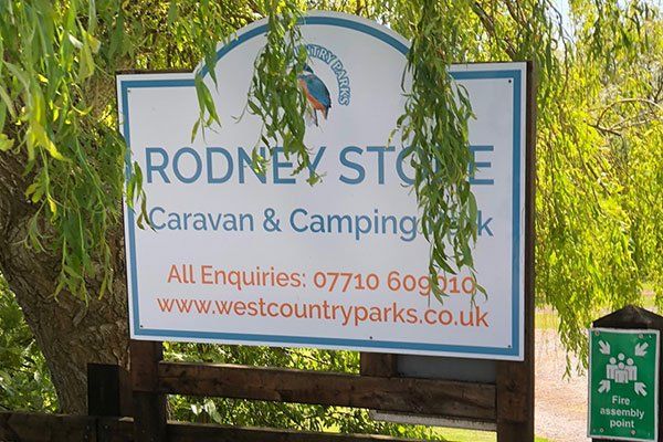 Rodney Stoke Caravan and Camping Park sign.