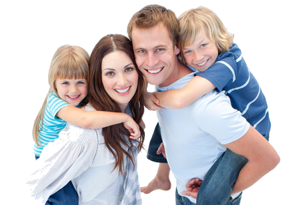 Self Catering holiday in Dumfries and Galloway, Self Catering Holidays in Scotland, Galloway Lodges.
Man and woman with a child each on their backs
