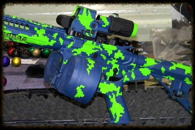 Electric Lime  & Custom Blue Digital Camouflage