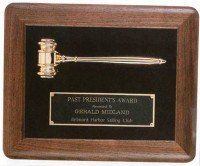 24K Gold Plated Gavel Walnut Frame Award