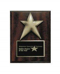 Solid Walnut Wood Plaque With Brass Star