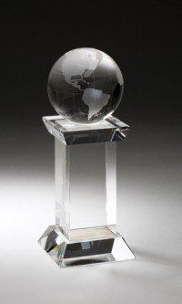 Optic Crystal World Globe Presidential Column
