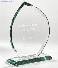 Jade Tear Drop Award with glass base