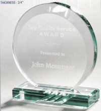 Jade Circle Award with glass base