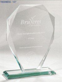 Jade Faceted Tower Award with glass base