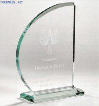 Jade Half Circle Award with glass base