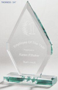 Jade Luxor Award with glass base