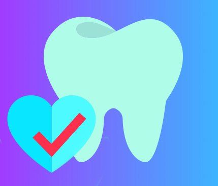 A tooth with a heart and a check mark on it.