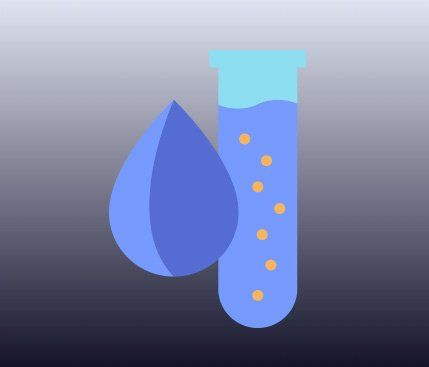 A test tube with a drop of liquid in it.