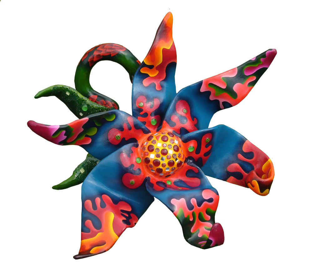 Fotografie der Plastik Blume im Gras