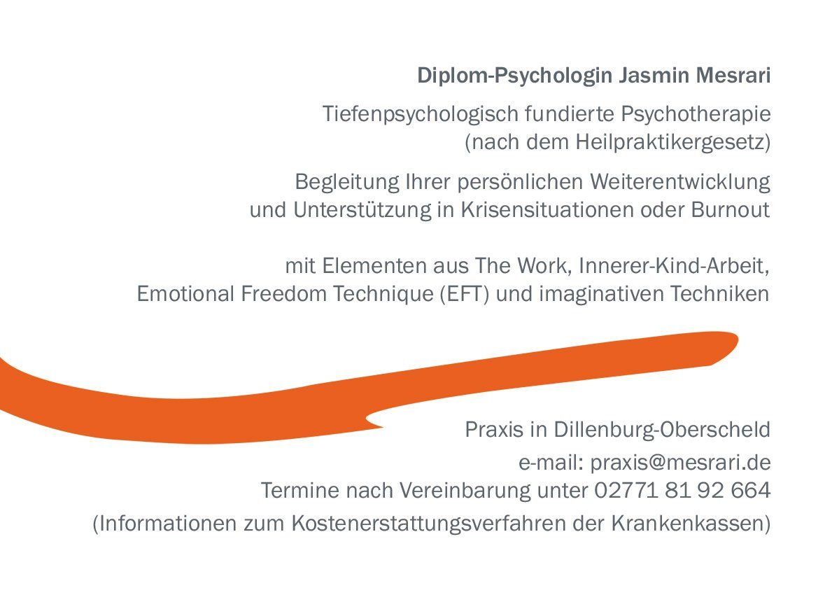 Das Bild zeigt die Rückrseite des Flyers der psychologischen Praxis.