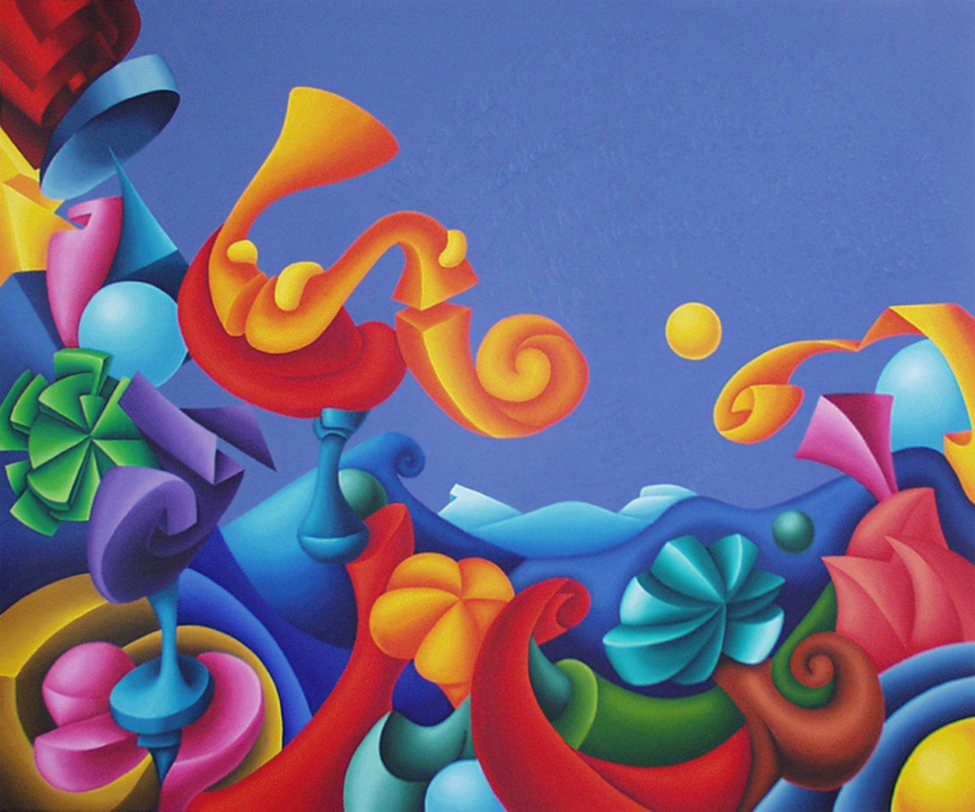 Abstraktes farbenfrohes Bild der Künstlerin Benita von Wendt, gemalt mit Acrylfarben auf Leinwand.