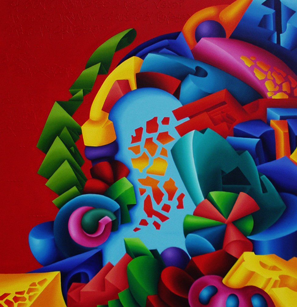Abstraktes farbenfrohes Bild der Künstlerin Benita von Wendt, gemalt mit Acrylfarben auf Leinwand.