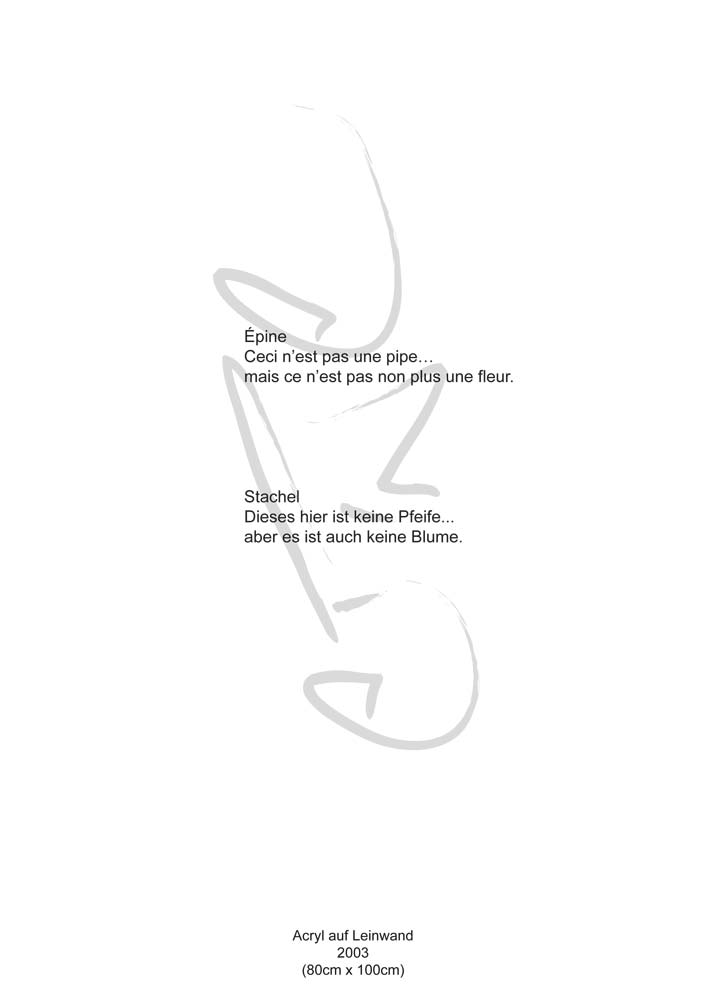 Text mit speziellem Layout und Kalligrafie zu Epine / Stachel, einer Arbeit der Künstlerin Benita von Wendt.