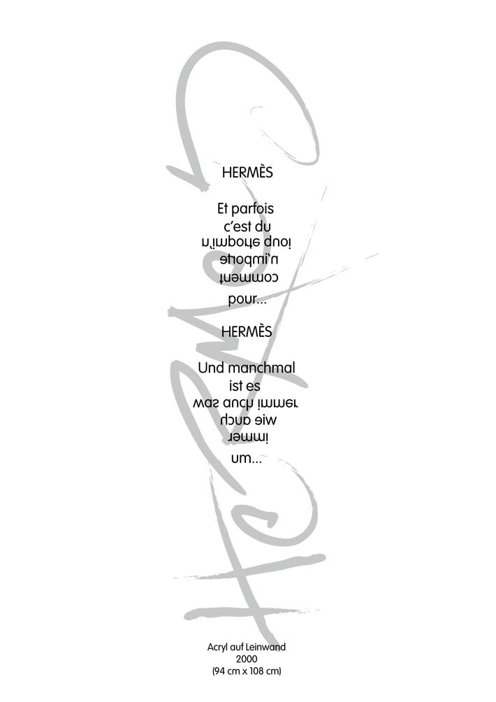 Text mit speziellem Layout und Kalligrafie zu Hermes, einer Arbeit der Künstlerin Benita von Wendt.