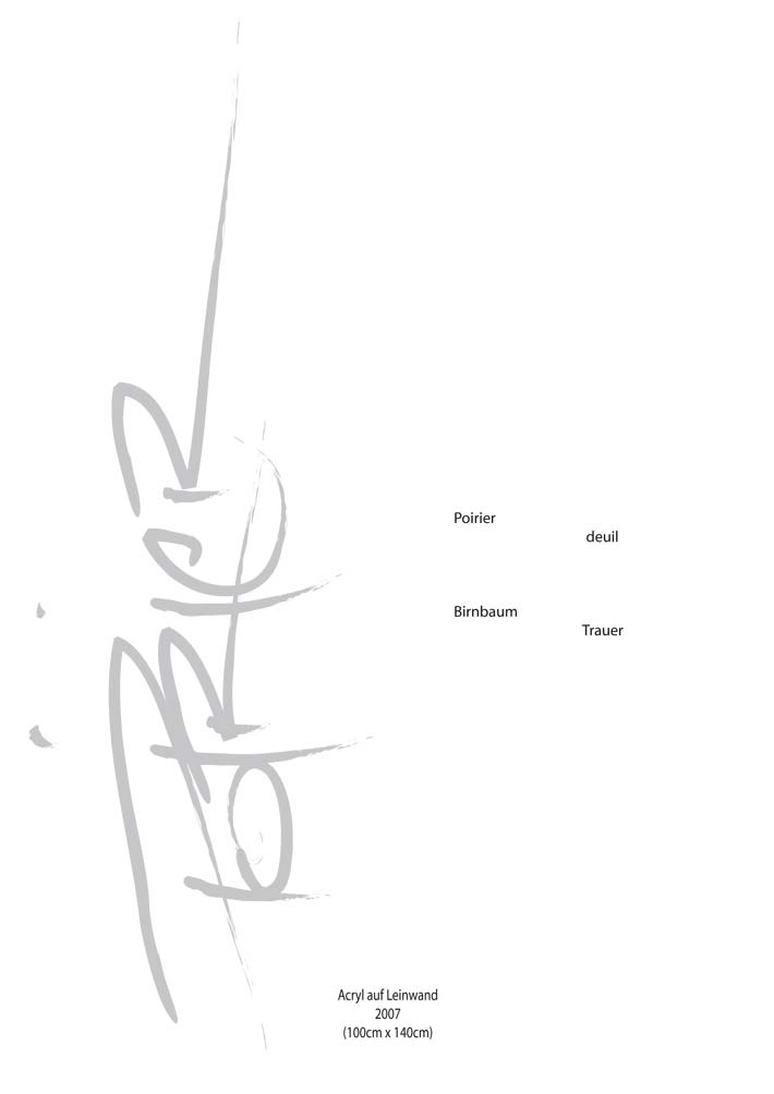 Text mit speziellem Layout und Kalligrafie zu Poirier / Birnbaum, einer Arbeit der Künstlerin Benita von Wendt.