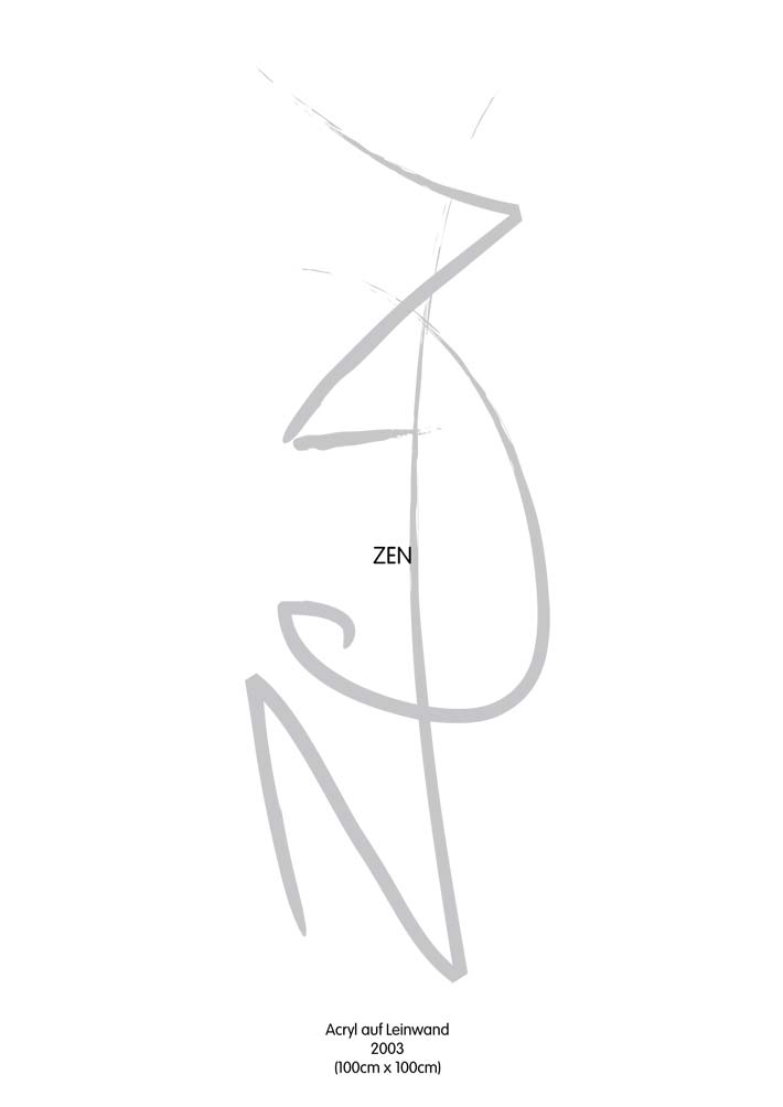 Text mit speziellem Layout und Kalligrafie zu Zen, einer Arbeit der Künstlerin Benita von Wendt.