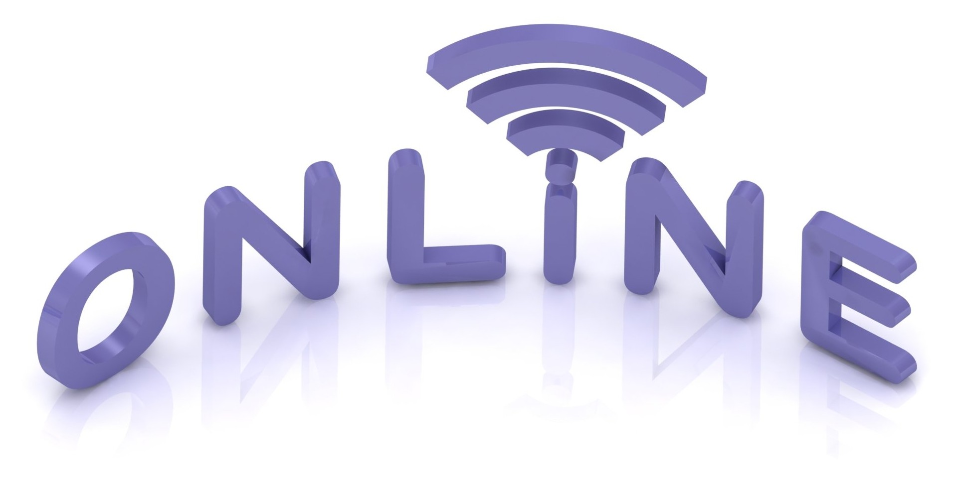 The word online is written in purple letters