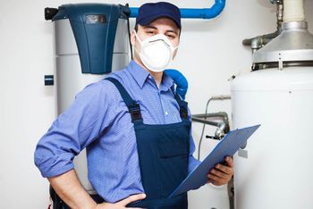 Plumber in Bel Air South, MD: plumber wearing a mask