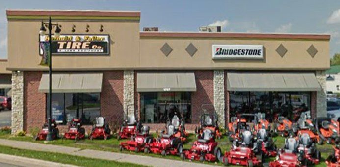 Heinold & Feller Valparaiso store exterior with mowers displayed