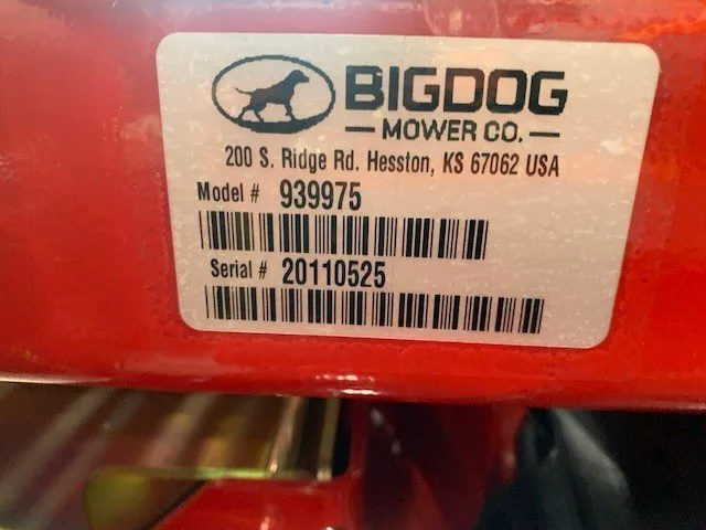 Big Dog model number location example