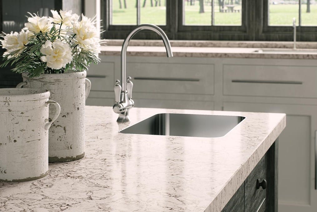 white kitchen counter tops