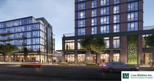 An artist 's impression of a building with a lot of windows