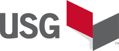 The usg logo has a red and gray triangle on it.