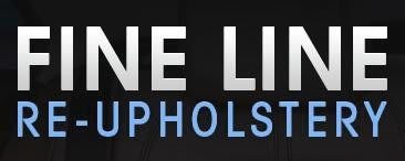 Logo Fine Line Re-Upholstery logo in white and blue