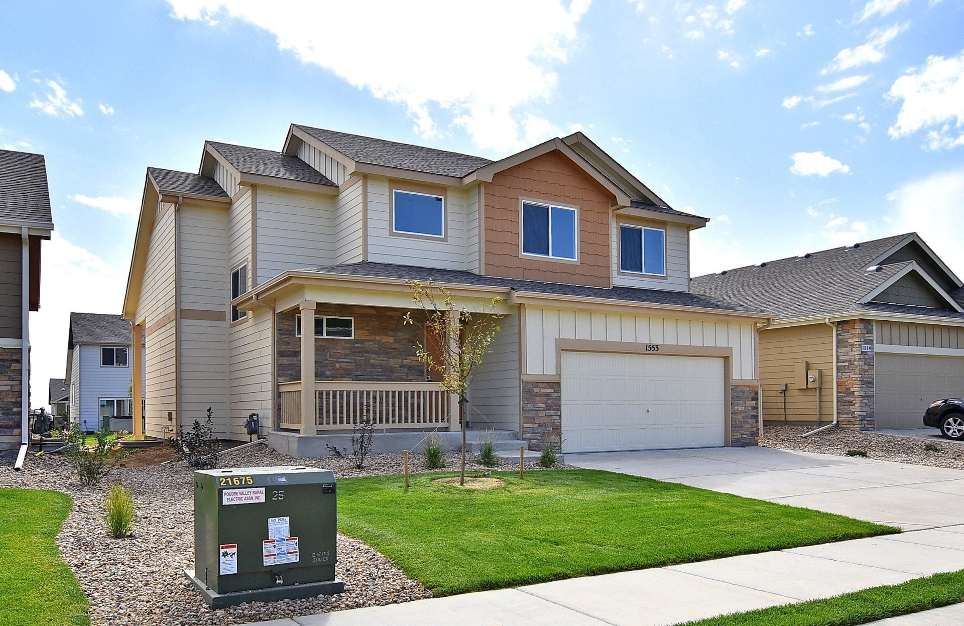 The New Jersey model home driveway and lawn