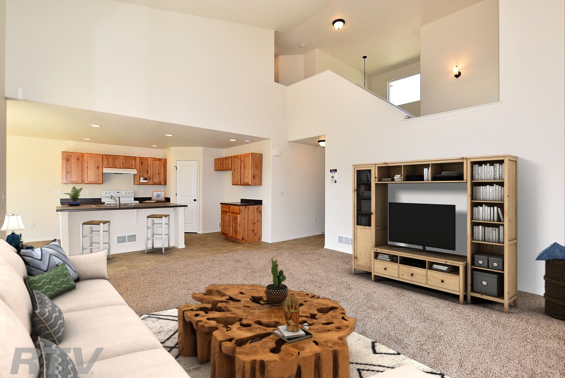 The New Jersey model home entertainment area