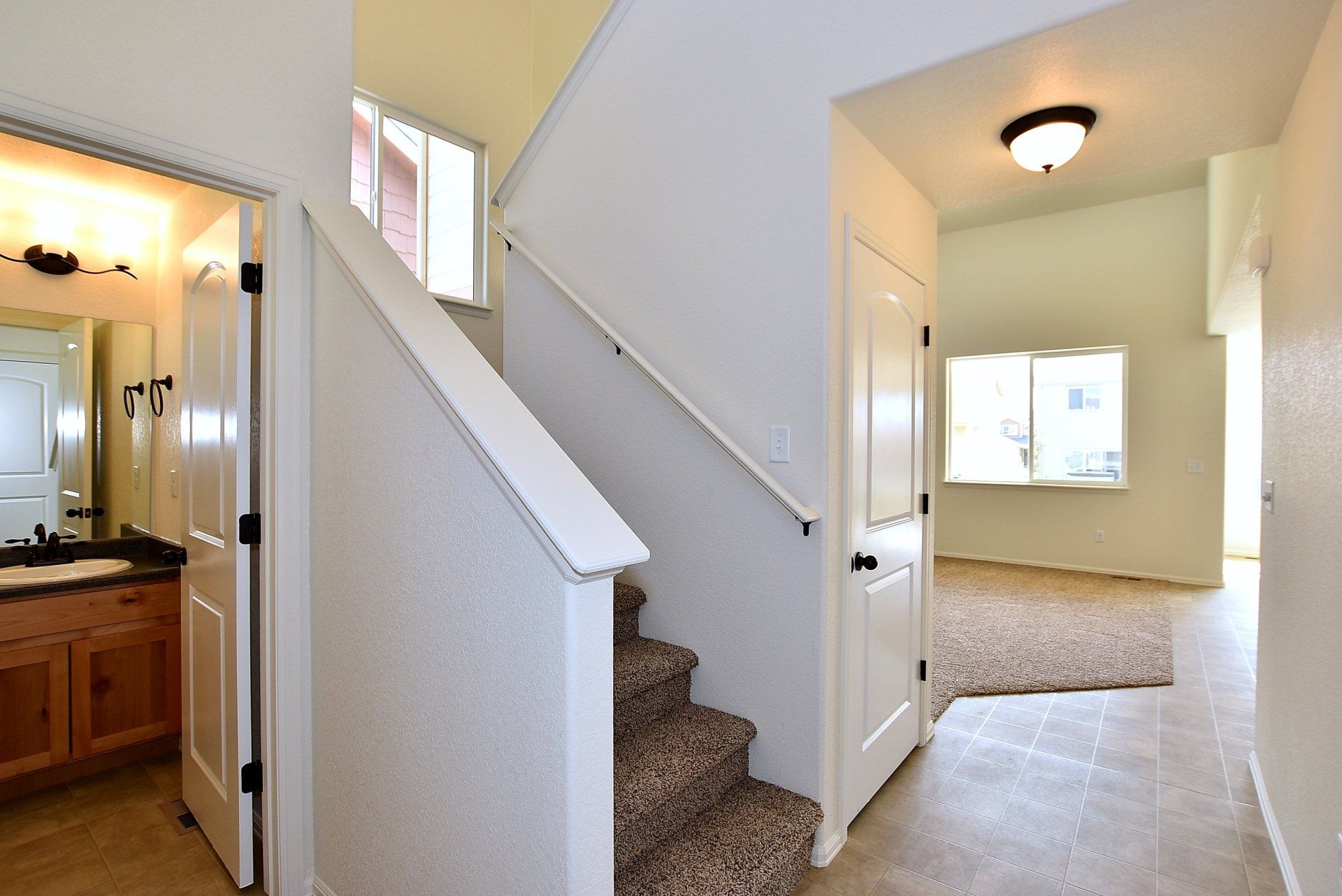Tile flooring and staircase