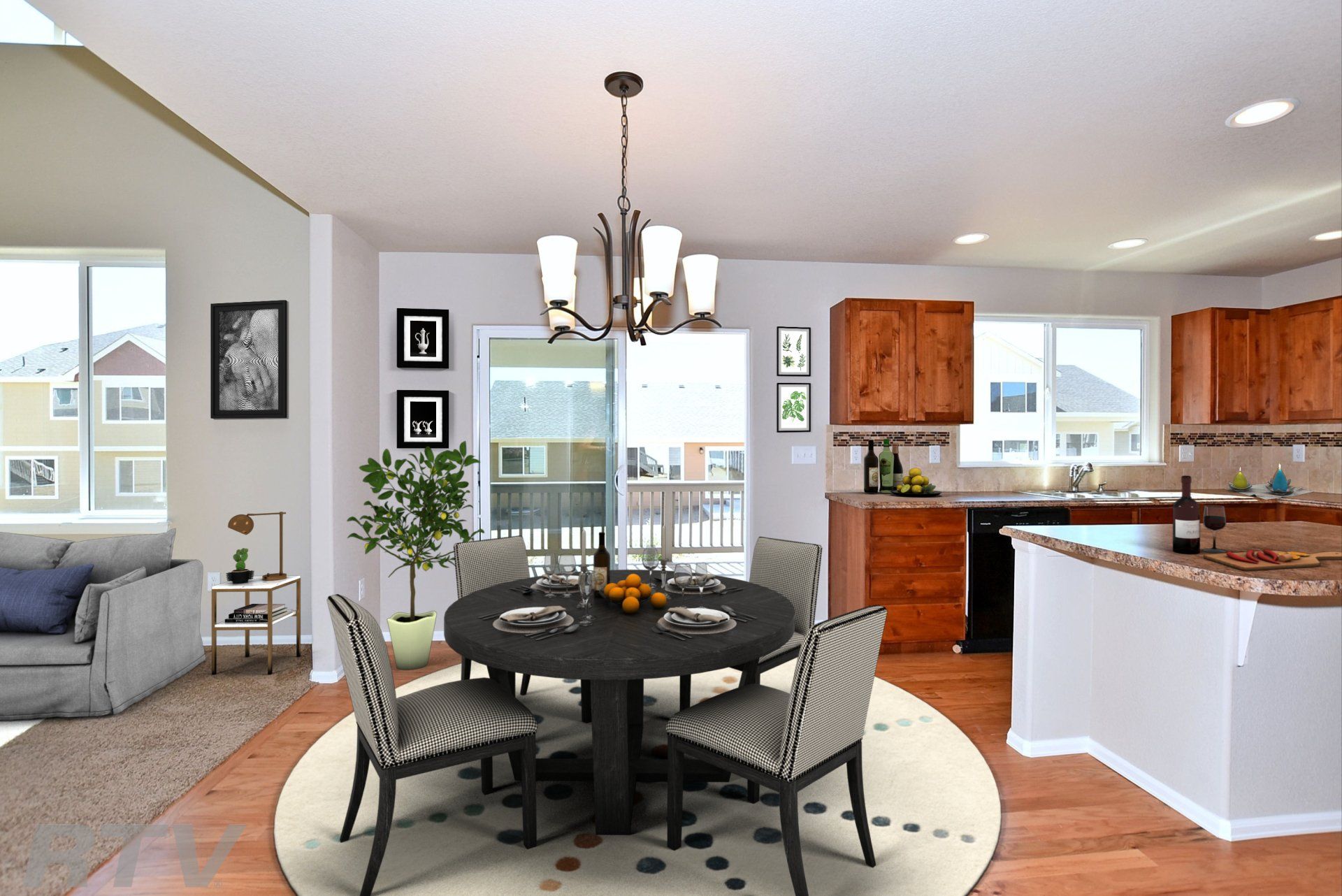 The Saratoga kitchen with wood floors