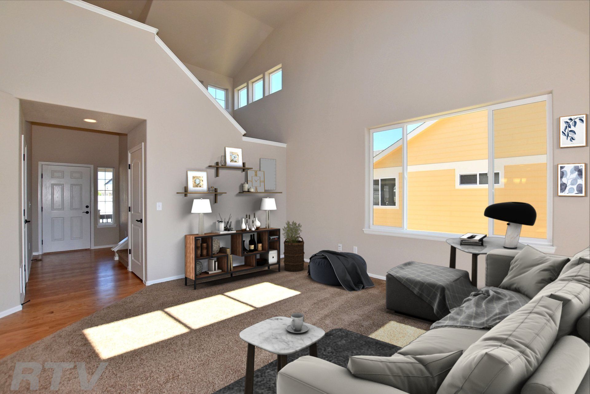 The Saratoga living room with seating