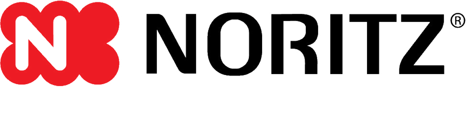 Noritz logo: Red cloud-like shape with a white