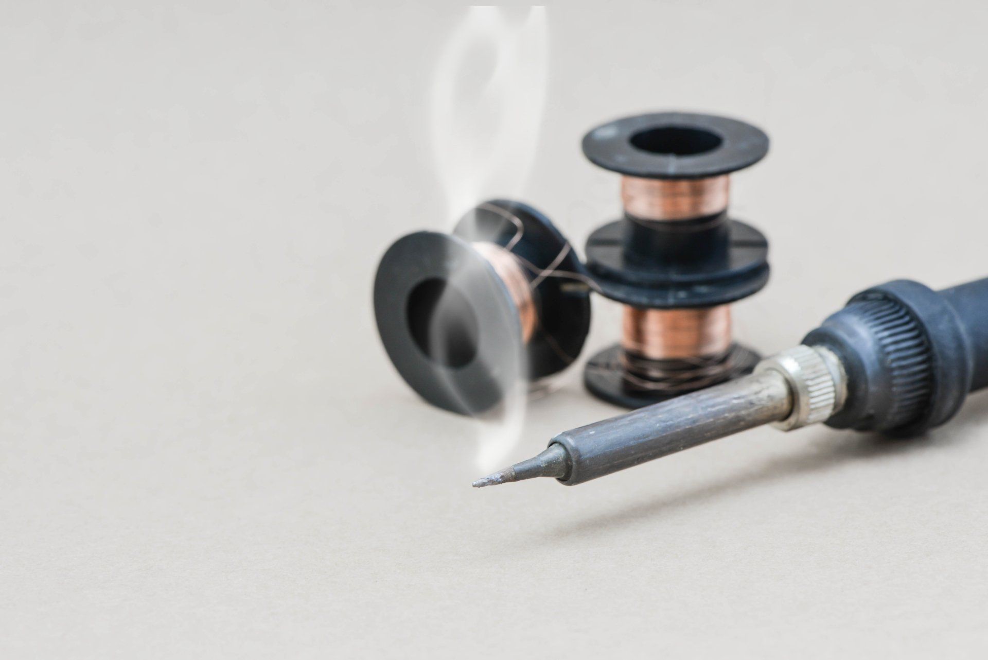 Soldering iron with smoke Soldering iron with smoke