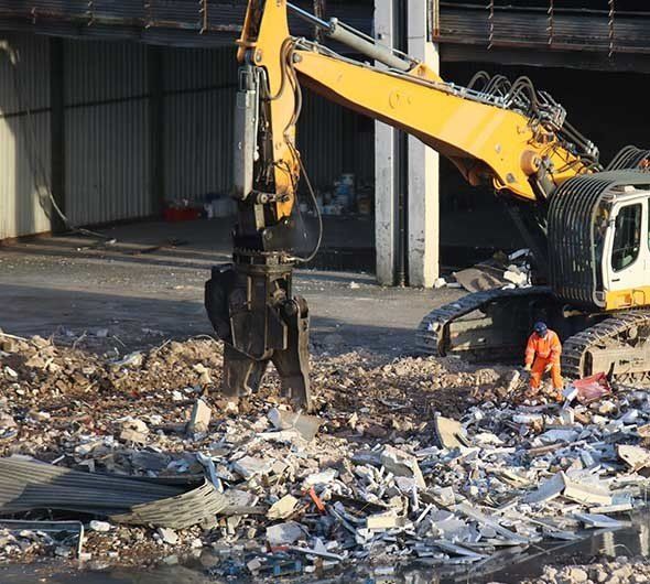 Bulldozer With Cutting Shears — Allcoast Group Demolition Contractors from Commercial Demolition in Sunshine Coast, QLD