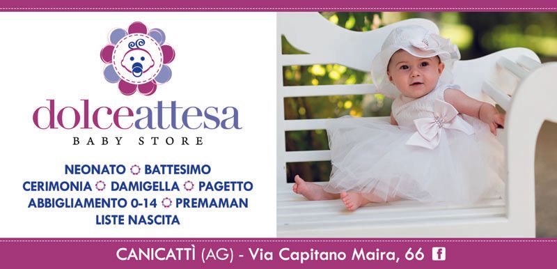 banner pubblicitario bambina seduta con abito bianco da cerimonia