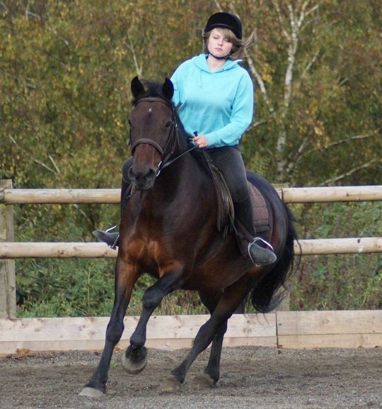 a lady riding the horse