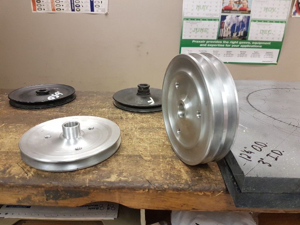 Custom v belt pulley manufactured part in ontario.