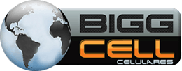 Um logotipo para celulares bigg cell com um globo
