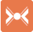 An orange square with a white arrow pointing to the right and a white circle in the middle.