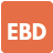 An orange square with the word ebd in white letters.