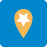 A yellow pin with a white star on it is on a blue background.