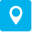 A blue square with a white pin on it.